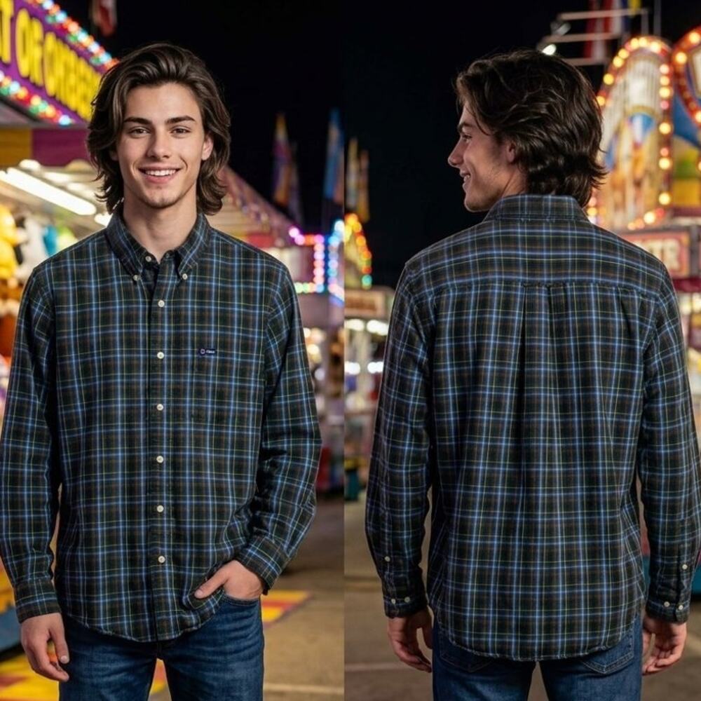 Vintage Chaps Ralph Lauren Plaid Long Sleeve Button Shirt Mens Medium 44 Chest